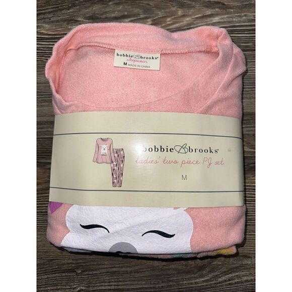Bobbie Brooks Ladies Two Piece PJ Set Size M Fleece Pajamas Pink NEW. K - Picture 1 of 4